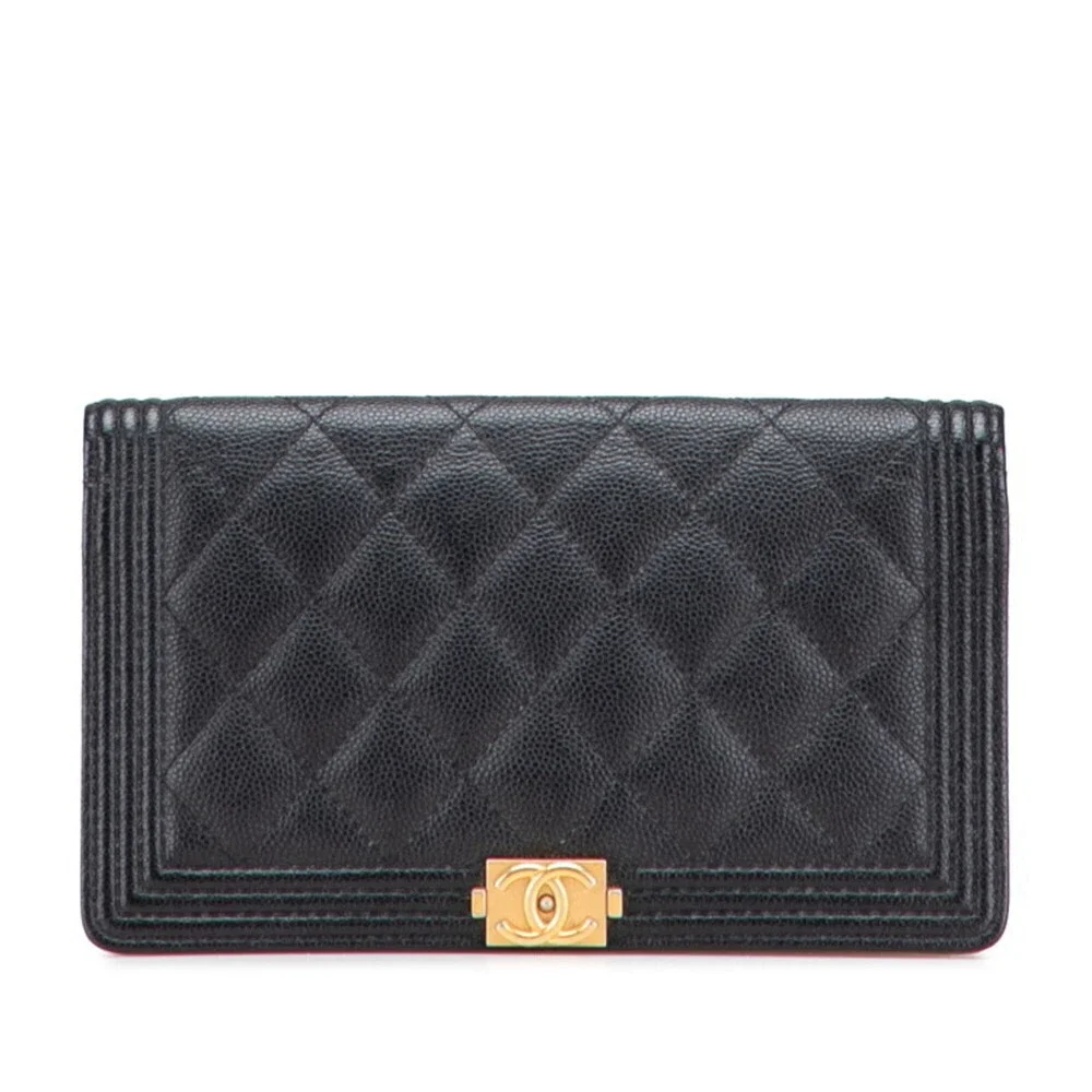 CHANEL Black Caviar Leather Wallet